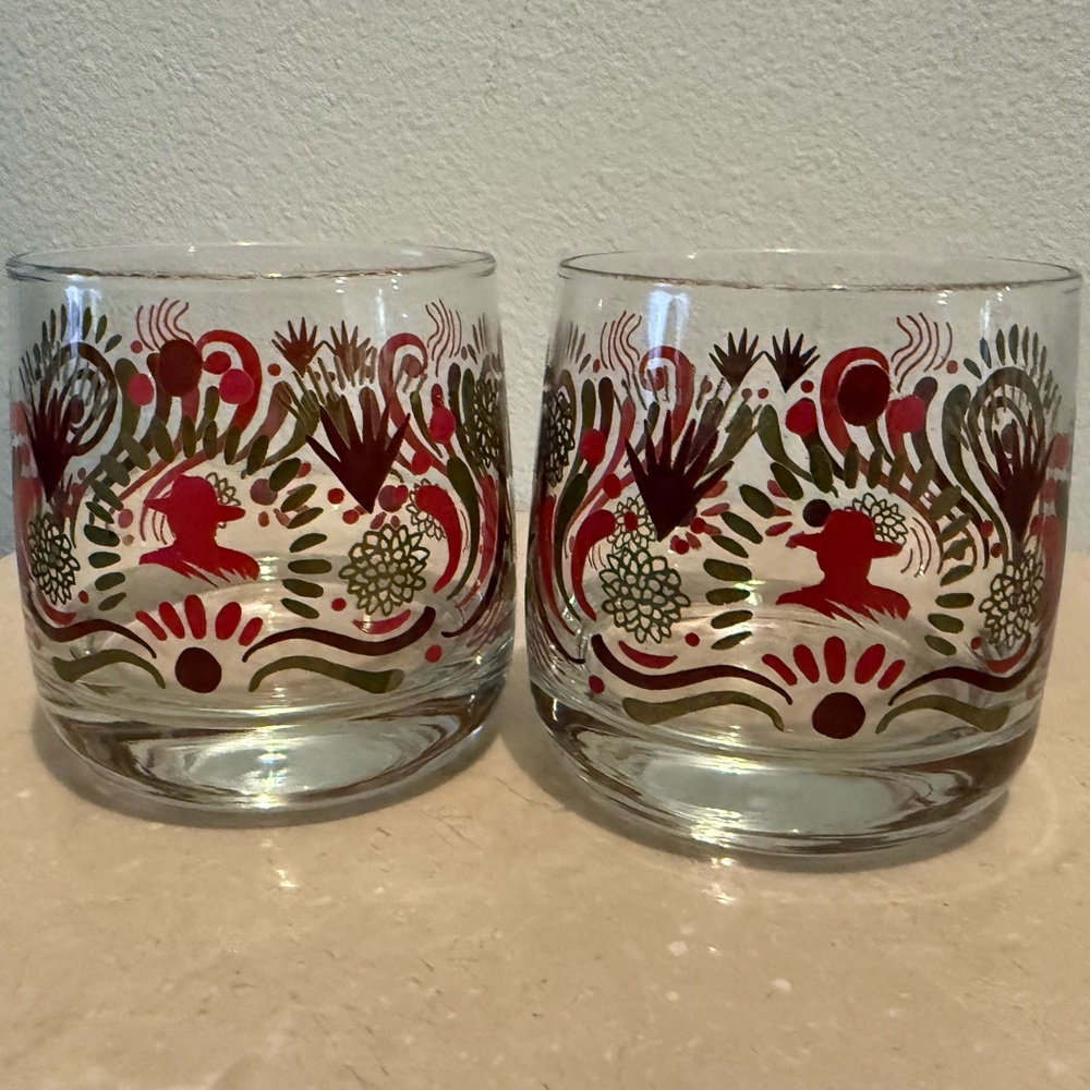 2 Don Julio Artist Collection Lowball Cocktail Glasses by Claudio Limon. 10oz